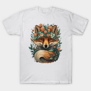 Cute floral fox gift ideas, fox gift ideas , fox kids tee, fox kids hoodie, fox tshirts T-Shirt